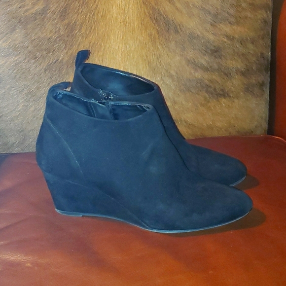 Women's Black Suede Wedge Bootie - Picture 2 of 4